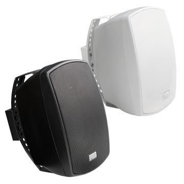 4" Outdoor Patio Speaker Pair 60W, Full Motion Bracket, 70V/8ohm Tap, IPX6 Rated, White/Black AP490